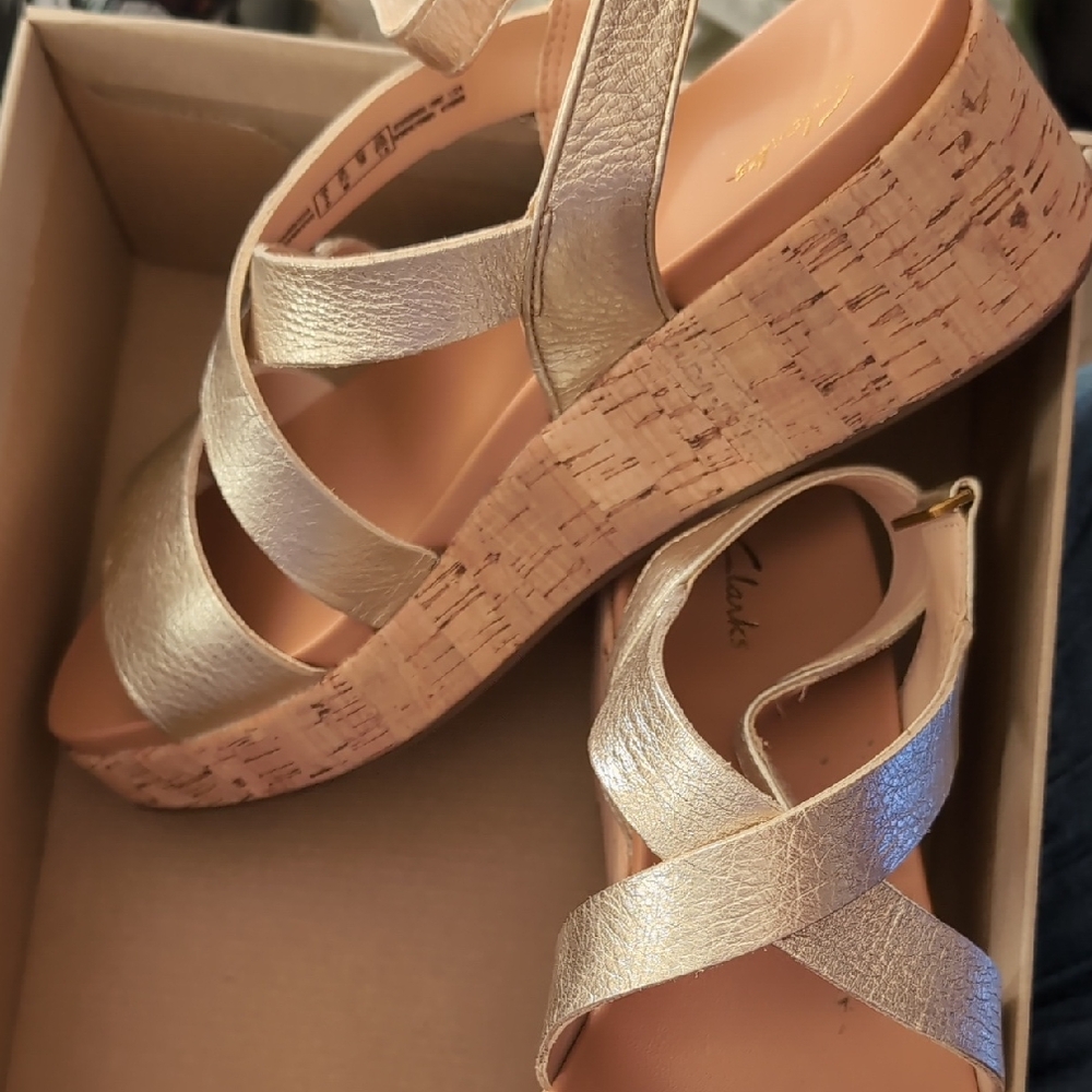 Clarks Women's Metallic Wedge Sandals